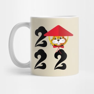 2022 cute baby tiger with chinese hat Mug